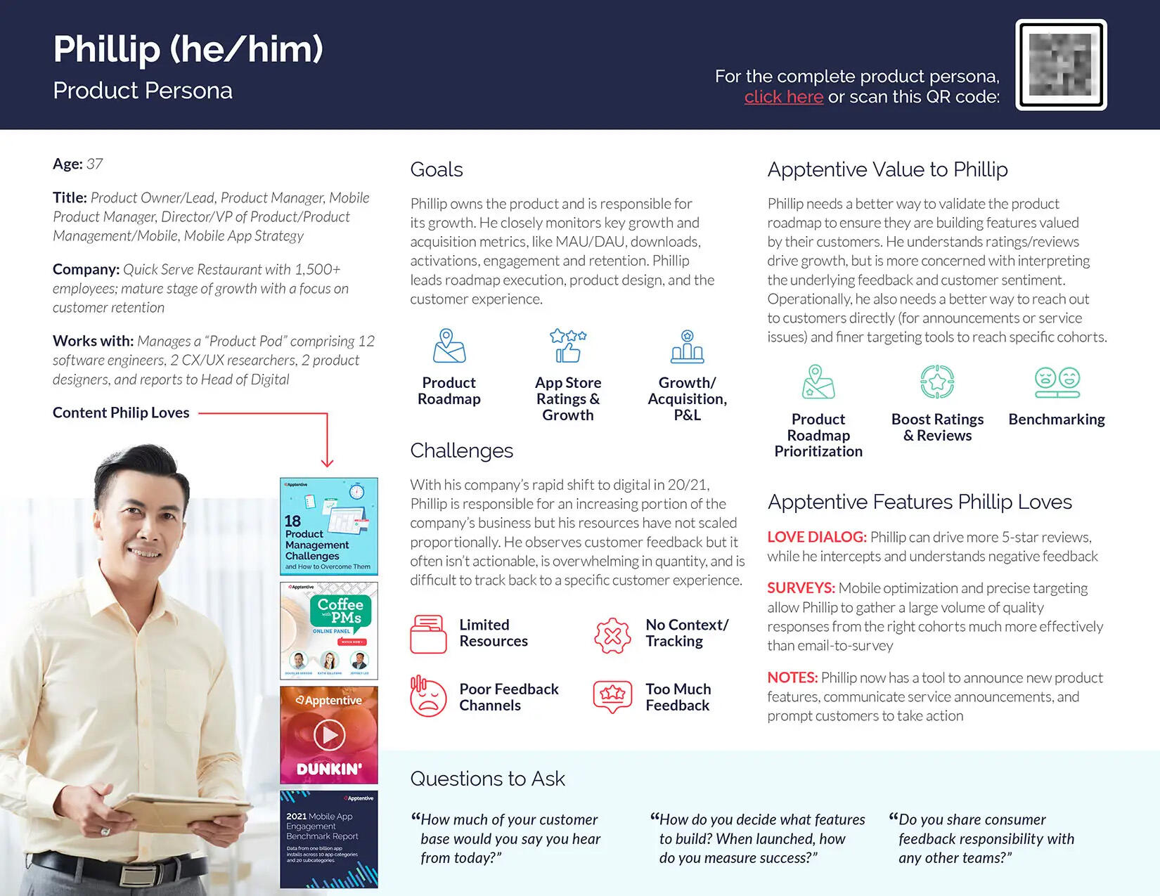 The Product Persona The product persona was a key target of Apptentive.